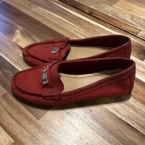 Coach Fredrica Nubuck Red Suede Loafers Women’s 7B